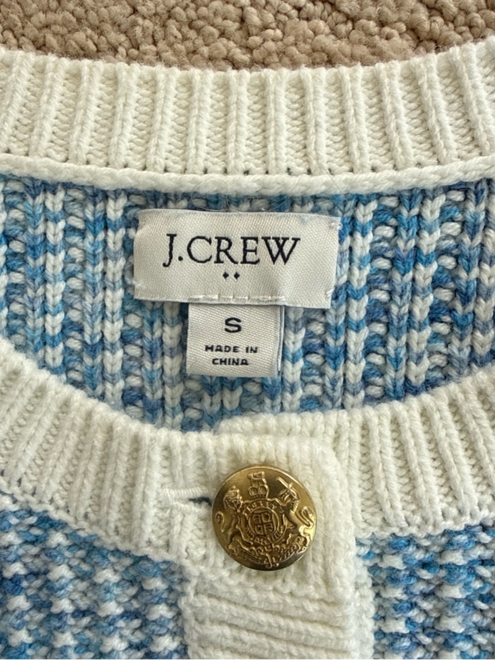 J. Crew Blue and Cream Knit Cardigan Sweater - Picture 2 of 4